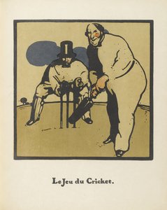 Cricketspel. Uit Almanach de Douze Sports, 1898 door Sir William Nicholson