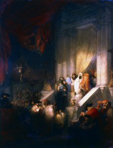 Lezen van de Wetstafelen in de Synagoge
