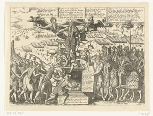 Reproductie van de spotprent op het standbeeld van Alva, 1571