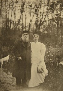 Russische auteur Leo Tolstoy en zijn vrouw Sophia Tolstaya, Rusland, 1895