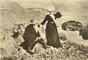Russische auteur Leo Tolstoy en zijn vrouw Sophia aan de Zwarte Zee, Krim, Rusland, 1902