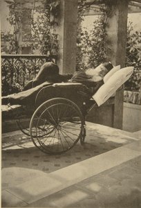 Russische auteur Leo Tolstoy herstellende in Gaspra, Krim, Rusland, 1902 door Sophia Andreevna Tolstaya