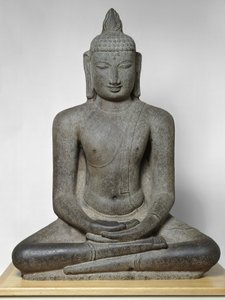 Boeddha Shakyamuni zittend in meditatie (Dhyanamudra), Chola periode, ca. 12e eeuw door South Indian School