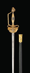 Een belangrijke met diamanten bezette gouden gevest zwaard, c.1814-15 door Spanish School