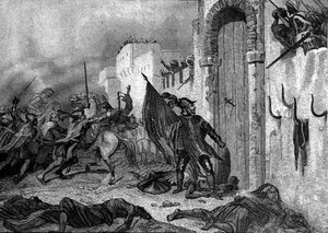 Leger van Carlos V van Spanje (1500-58) in Noord-Afrika, c.1535 (gravure) door Spanish School
