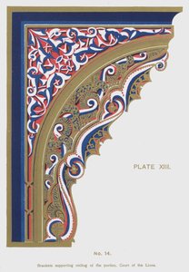 Steunen voor het plafond van de portiek, Hof van de Leeuwen (kleur litho) door Spanish School