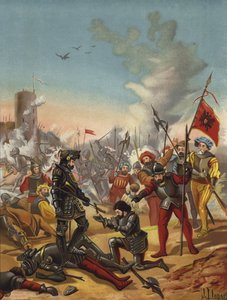 Gevangenneming van koning Frans I van Frankrijk bij de Slag bij Pavia, Italië, 1525
