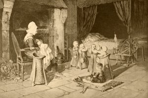 Kinderhuis in een dorp, naar een schilderij van Haag, uit 