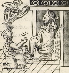 Codex van de verovering van Mexico: uitbraak van oorlog, De Azteekse keizer Montezuma in ketenen