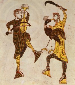 Twee Mannen Dansen, uit de Beatus Apocalyps van Santo Domingo de Silos door Spanish School