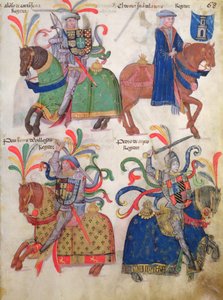 Vier ridders, uit het Libro de Los Caballeros de la Cofradia de Santiago