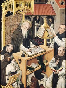 Interieur van een scriptorium, School van Segovia