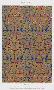 Ornament boven de deur bij de ingang, Hof van de Leeuwen (kleur litho) door Spanish School