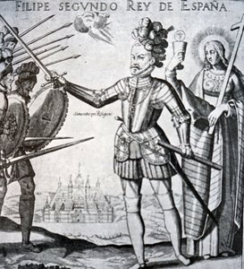 Filips II van Spanje door Spanish School