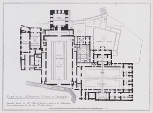 Plattegrond van het Alhambra Paleis in Granada door Spanish School