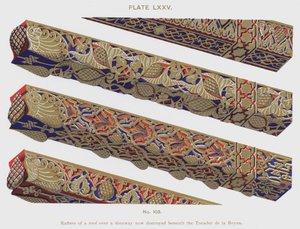 Spanten van een dak boven een deur nu vernietigd onder de Tocador de la Reyna (kleur litho)