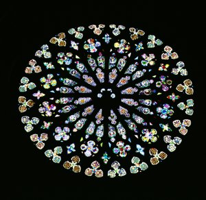 Stralende roosvenster, ca. 1380