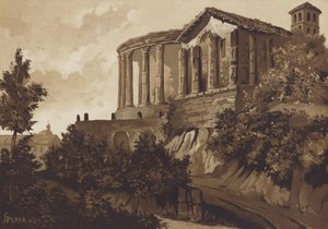 Romeinse Tempels van Tiburtijnse Sibyl en Vesta, Tivoli, Italië door Spanish School