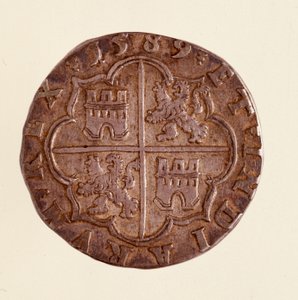 Zilveren munt (8 reales) uit Spanje: regering van Filips II