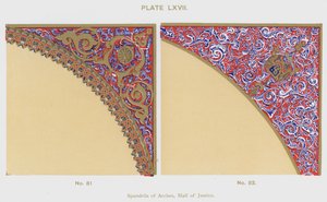 Spandrils van bogen, Hal van Justitie (kleur litho) door Spanish School