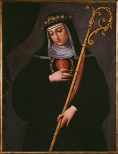 St. Gertrudis de Grote met het heilig hart van Jezus door Spanish School