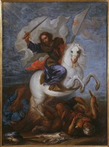 St. Jacobus de Meerdere bij de Slag van Clavijo door Spanish School