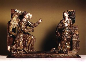 De Annunciatie, 2e helft 16e eeuw (geschilderd hout)