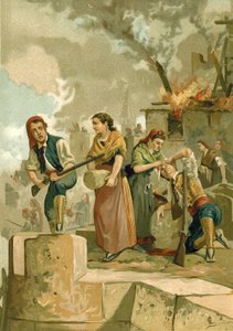 De verdedigers van Gerona door Spanish School