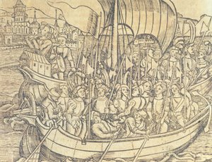 De ontdekking van de Nieuwe Wereld door Christoffel Columbus door Spanish School