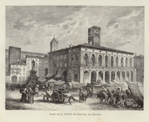De Fontein van Neptunus in Bologna, Italië