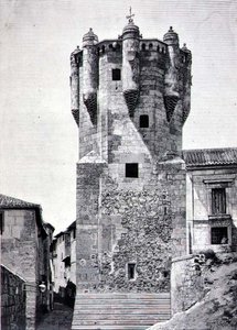 De toren van de sleutelhouder, gebouwd c.1480 in Plazuela de Menores, Salamanca door Spanish School
