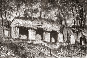 De gevel van het paleis in Palenque, zuidelijk Mexico door Spanish School
