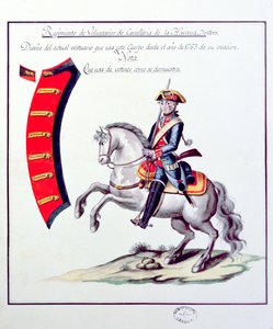 Uniform van de vrijwilligers van het Havana Cavalerie Regiment, 1763 door Spanish School
