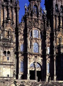 Uitzicht op de westelijke gevel (Fachada del Obradoiro) ontworpen door Fernando Casas y Novoa door Spanish School
