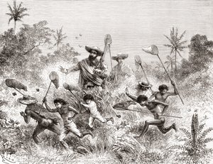 Édouard François André vangt vlinders in Villavicencio, Venezuela tijdens zijn botanische expeditie in de uitlopers van de Andes in 1875-76 door Spanish School