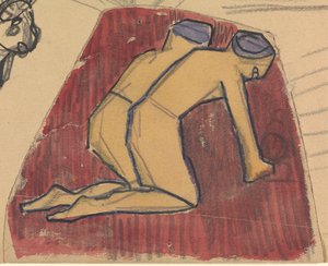 Grot van het gouden kalf: knielende figuren door Spencer Frederick Gore