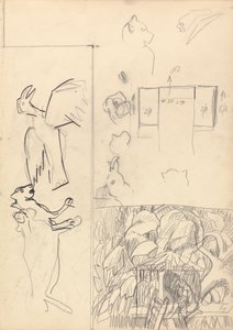 Grot van het Gouden Kalf: Studies van Boomhutten, Dieren en Plattegrond door Spencer Frederick Gore