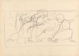 Grot van het Gouden Kalf: Studie voor Decoratief Paneel, Aanbidders door Spencer Frederick Gore