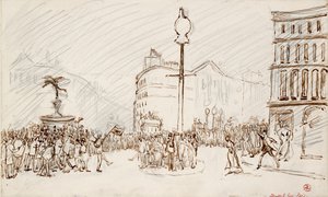 Straatscène-Piccadilly Circus, ca. 1900s door Spencer Gore