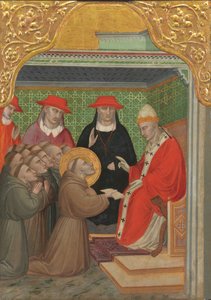 Sint Franciscus voor de paus De goedkeuring van de franciscaanse regel, 1390-1400 door Spinello Aretino