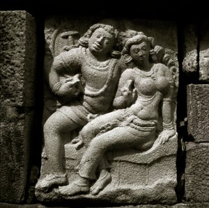 Isurumuniya geliefden, 6e eeuw, Gupta stijl gravure door Sri Lankan School