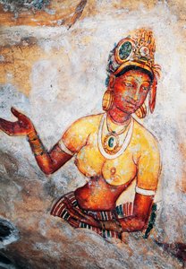 Meisjes van Sigiriya, fresco, Sigiriya archeologische site (Unesco Werelderfgoedlijst)