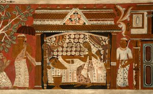 Muurschildering in het Beeldhuis van de Subdharama-tempel, Dehiwala