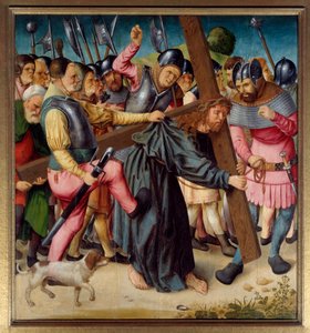 Christus stijgt naar Calvarie (draagt het kruis) door St Germain des Pres master