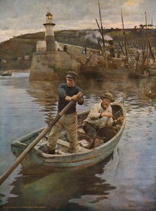 De vuurtoren Newlyn, Cornwall door Elizabeth Adela Stanhope Forbes