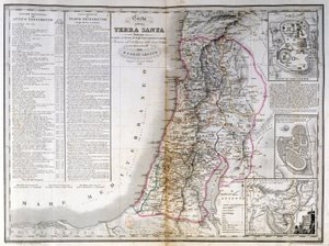 Kaart van Palestina met ook de grenzen van elke stam. A. Stucchi door Stanislao Stucchi