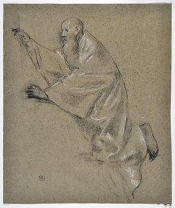 Studie van knielende man met draperie