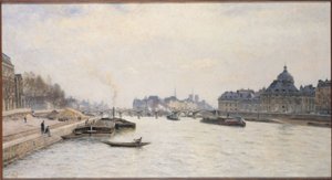 Le pont des Arts, vue du pont Royal, ca. 1884 door Stanislas Victor Edouard Lepine