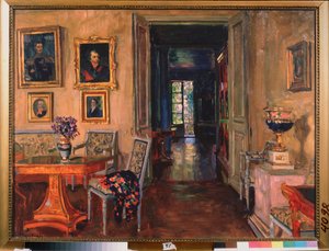 Het interieur van het landhuis Brasovo. Schilderij van Stanislav Yulianovich Joukovski (Zhukovsky) (1873-1944), olie op doek