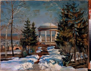 Landschap met een kiosk door Stanislav Joulianovitch Joukovski